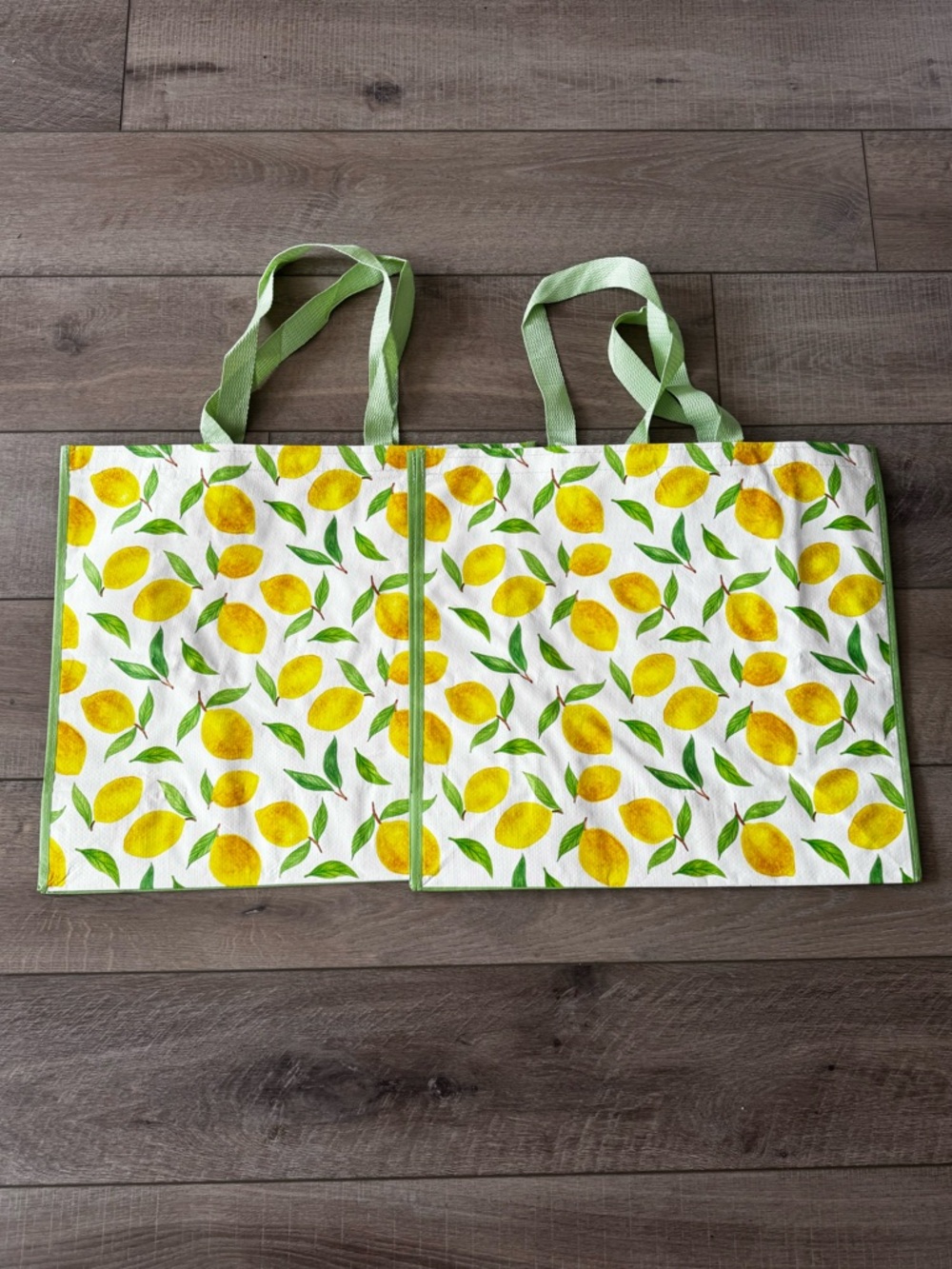 Homegoods TJMaxx Marshalls Lemon Print Reusable Shopper Tote Bags Set of 2 NWOT